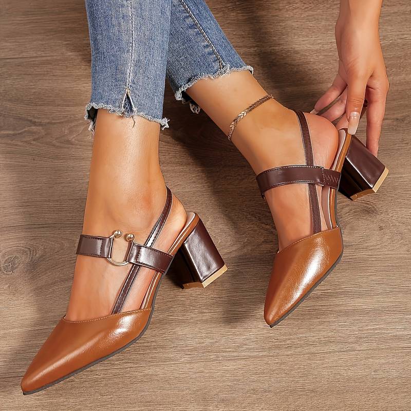 Women’s Block Heels – Stylish Pointed Toe Slingbacks