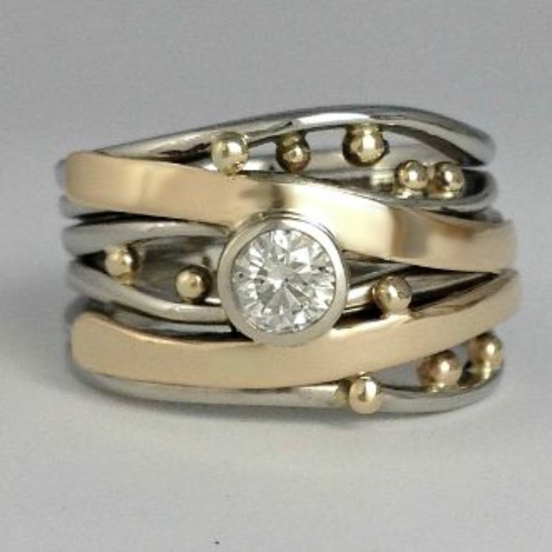 Vintage Gold Inlay Zirconia Ring