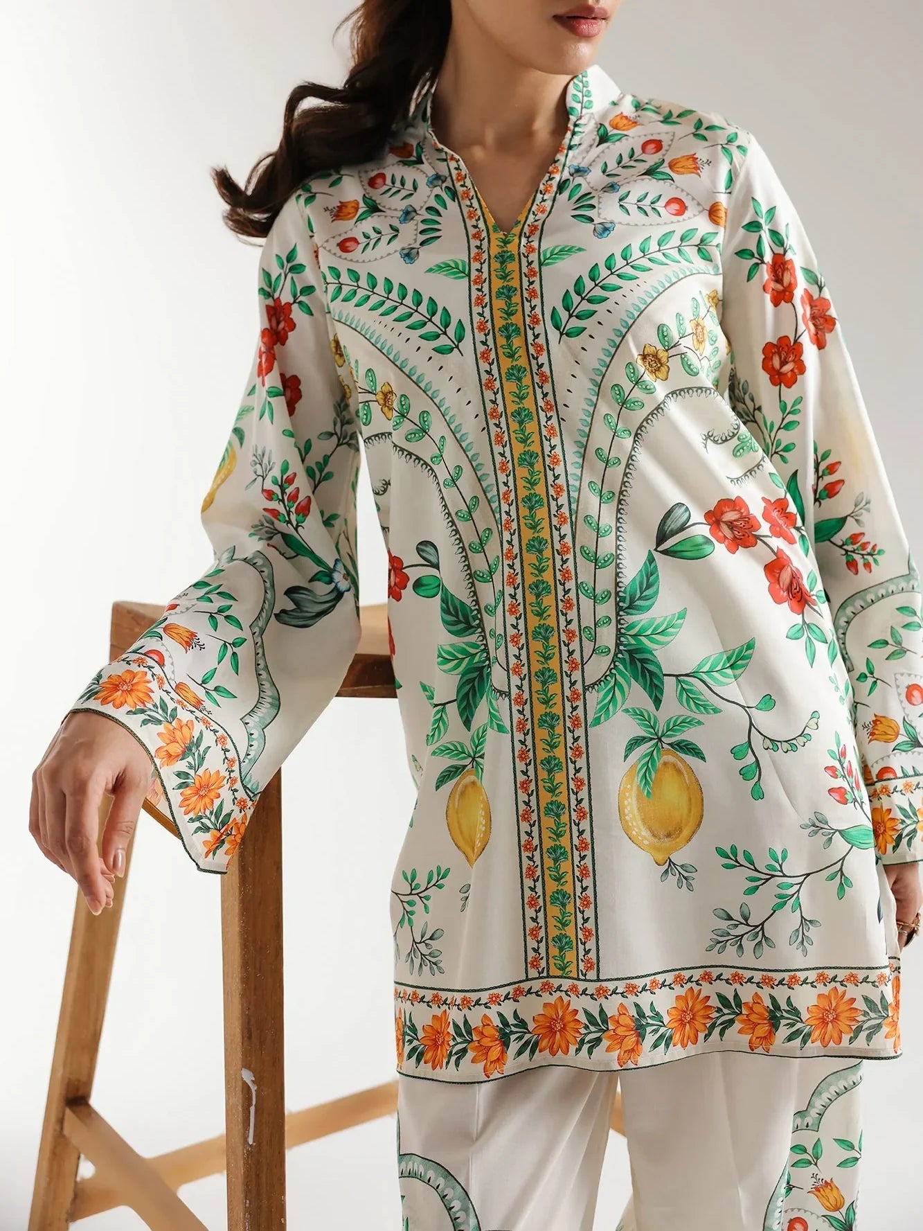 Fresh Botanical Prints Lemon-Hued Floral Co-ord Set