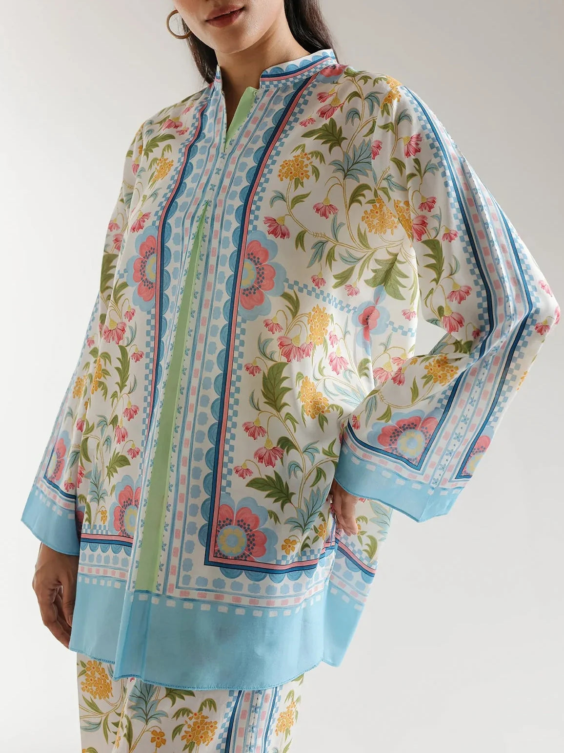 Sky Blue Accents Floral Breeze Co-ord Set