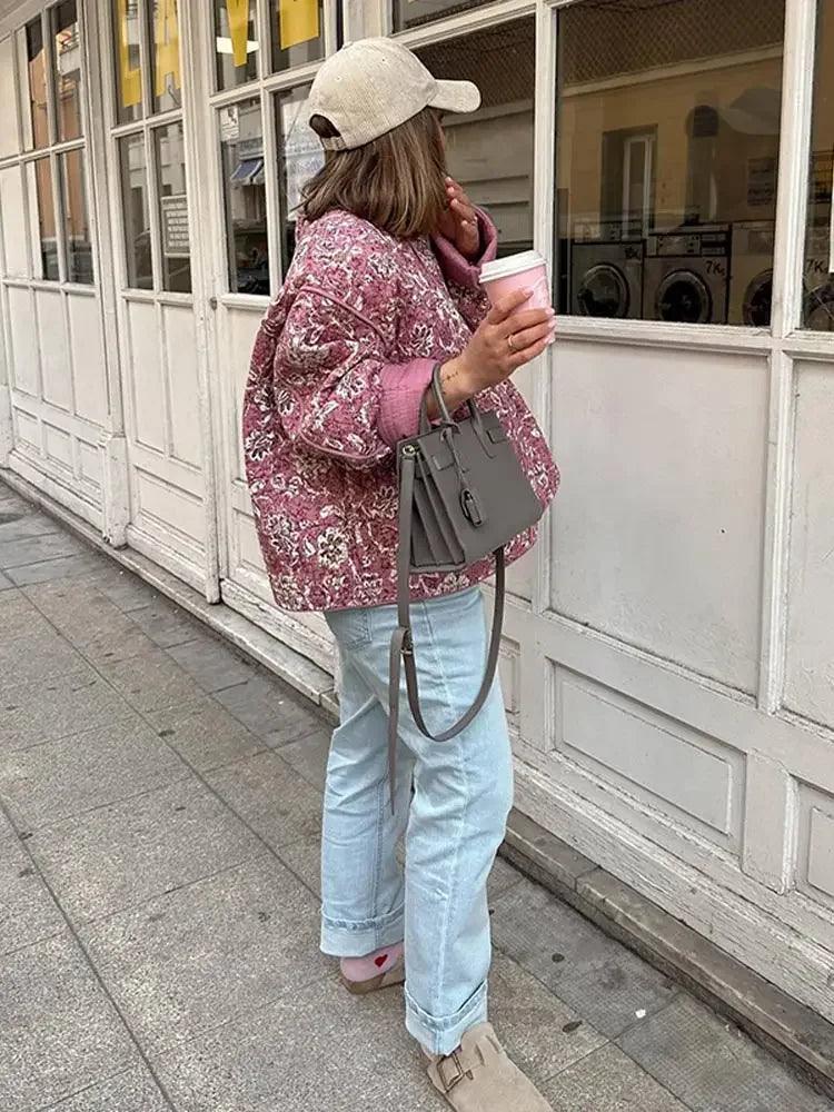 Ester - Elegant Floral Print Quilted Jacket