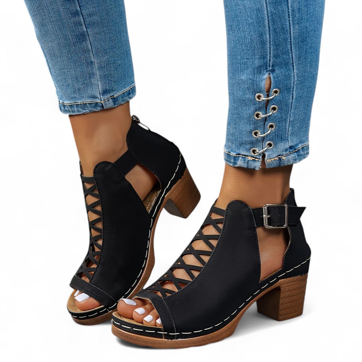 Nessa Lattice-Heel Sandals
