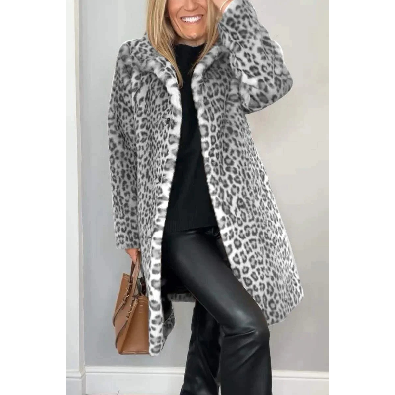 Reinna - Elegant Stylish Leopard Print Coat