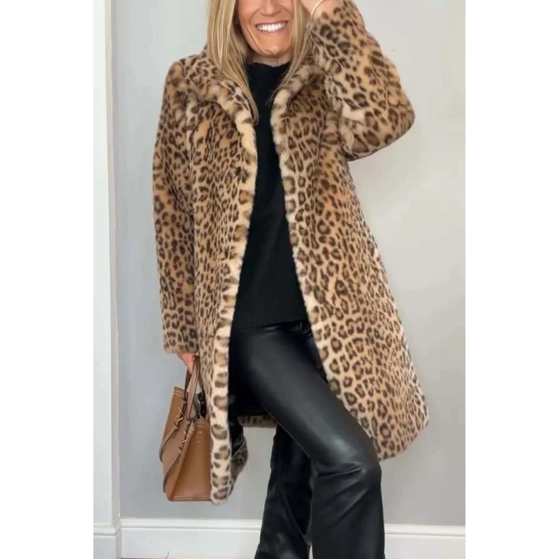 Reinna - Elegant Stylish Leopard Print Coat