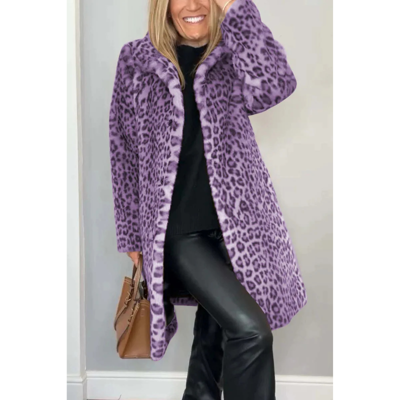 Reinna - Elegant Stylish Leopard Print Coat