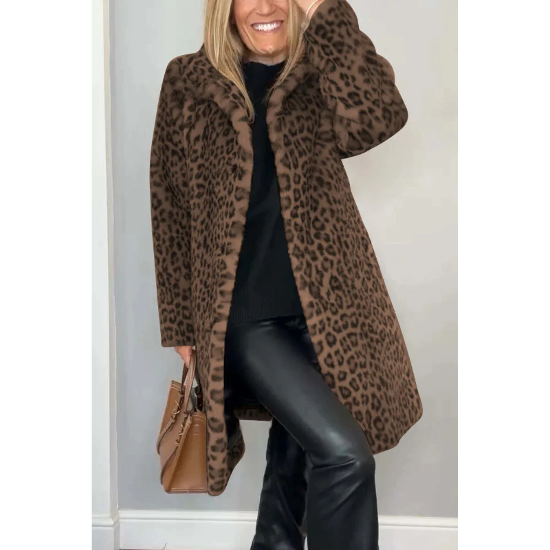 Reinna - Elegant Stylish Leopard Print Coat