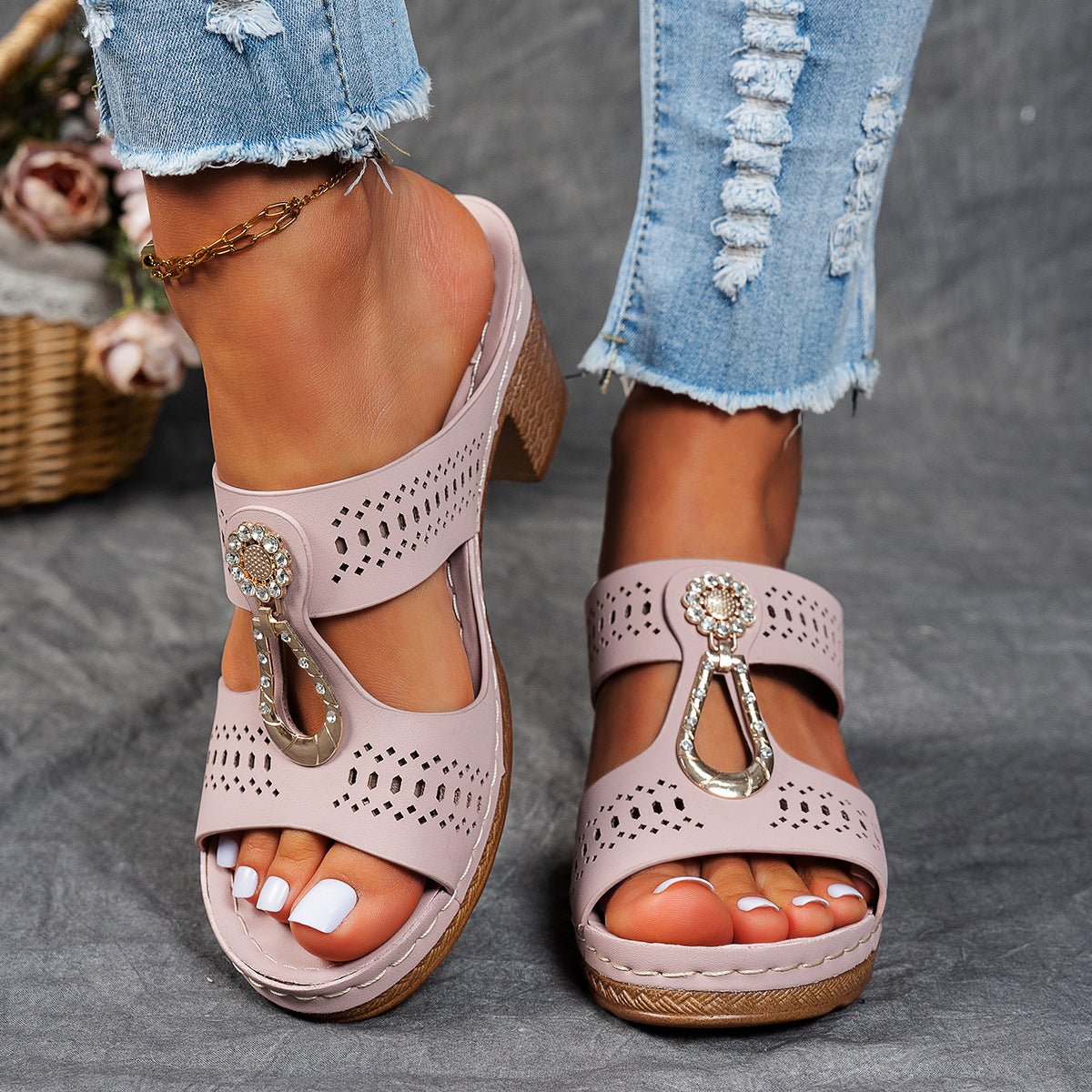 Rhinestones Heel Sandals