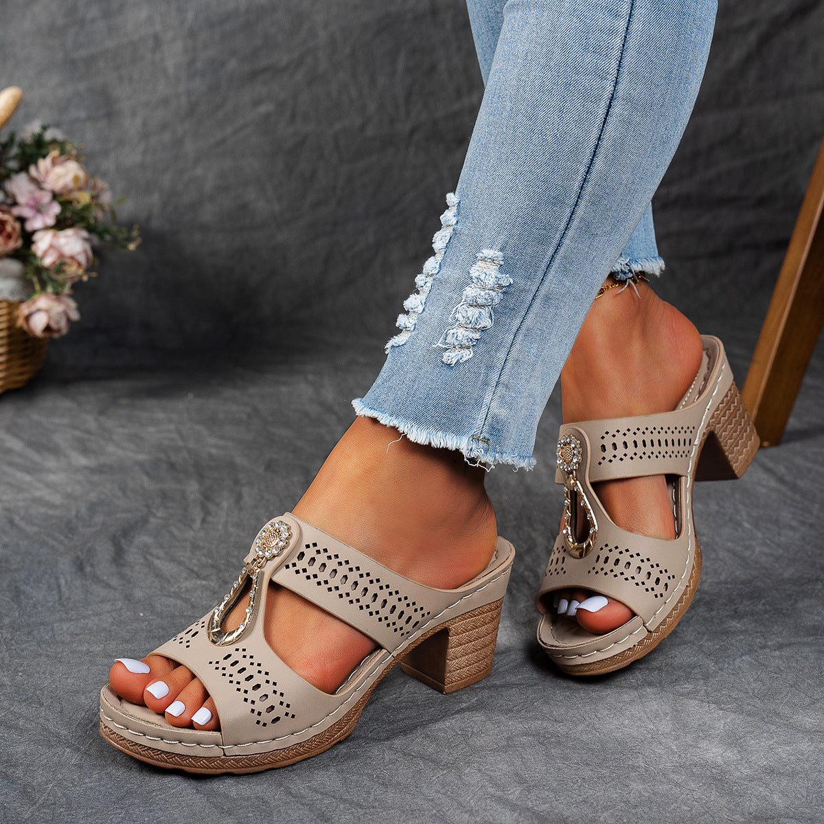 Rhinestones Heel Sandals