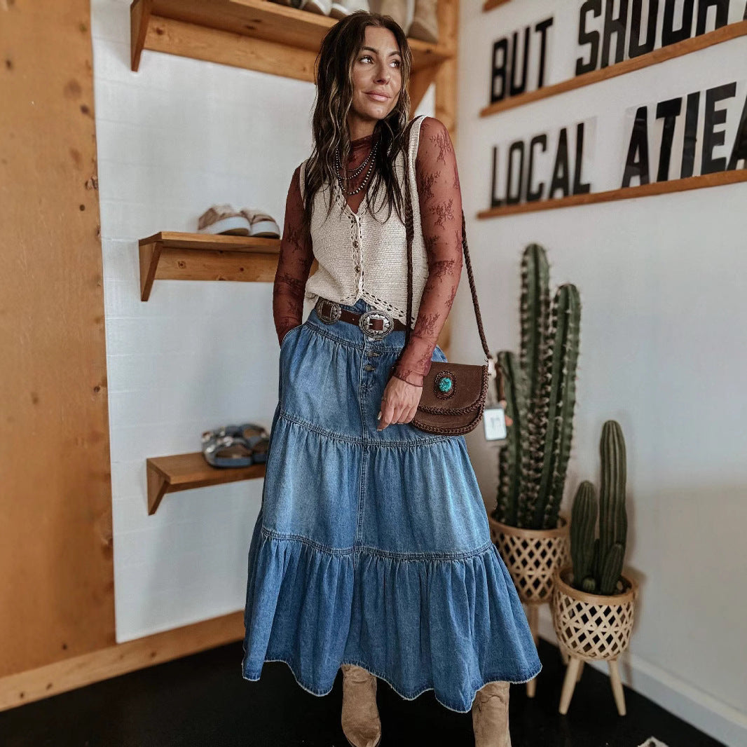 Destiny Denim Midi Skirt
