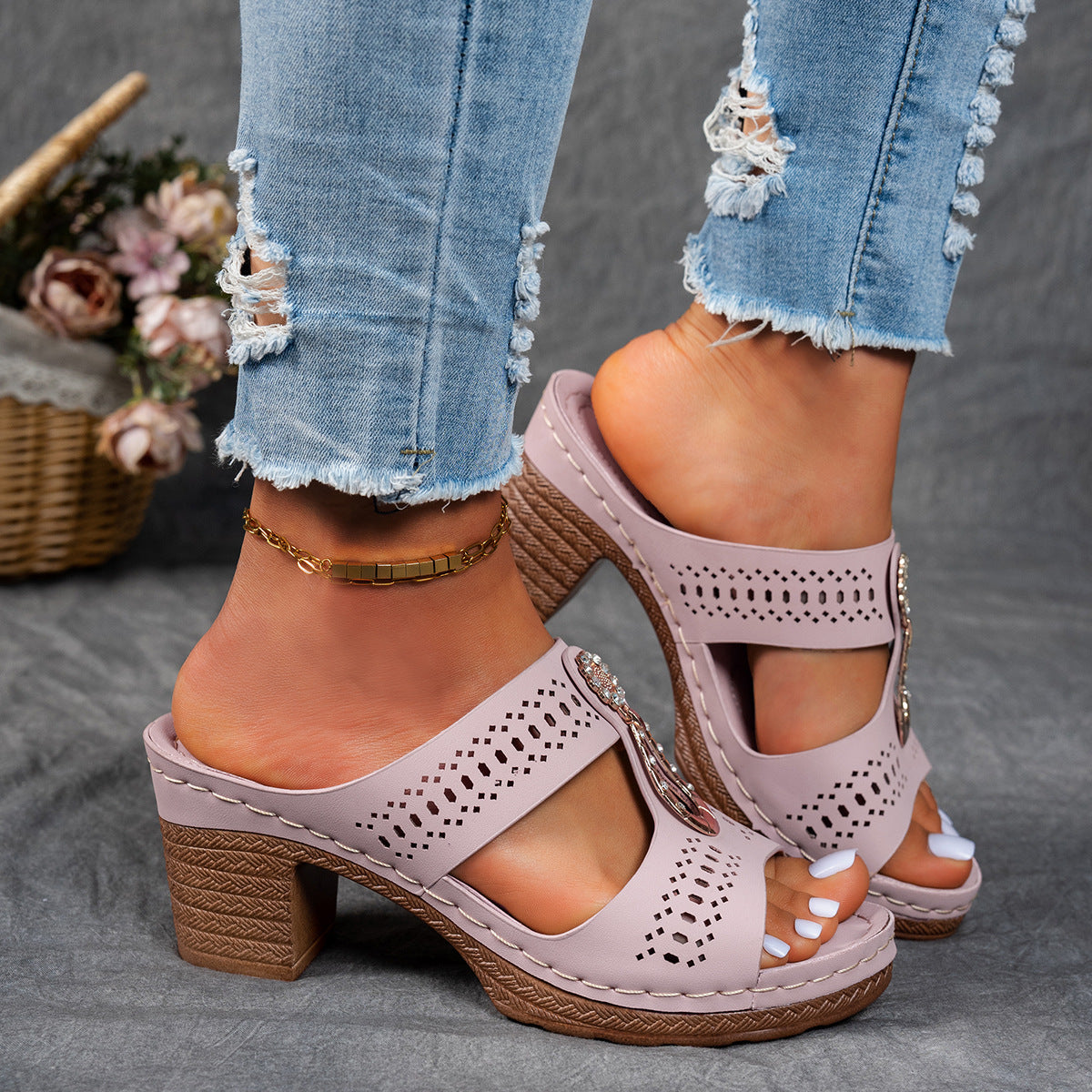 Rhinestones Heel Sandals