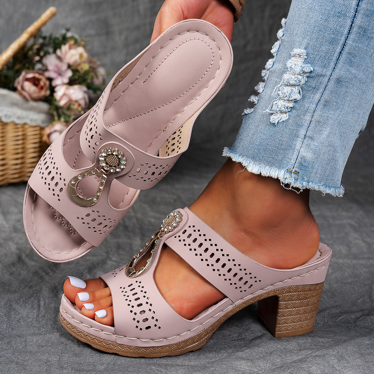 Rhinestones Heel Sandals