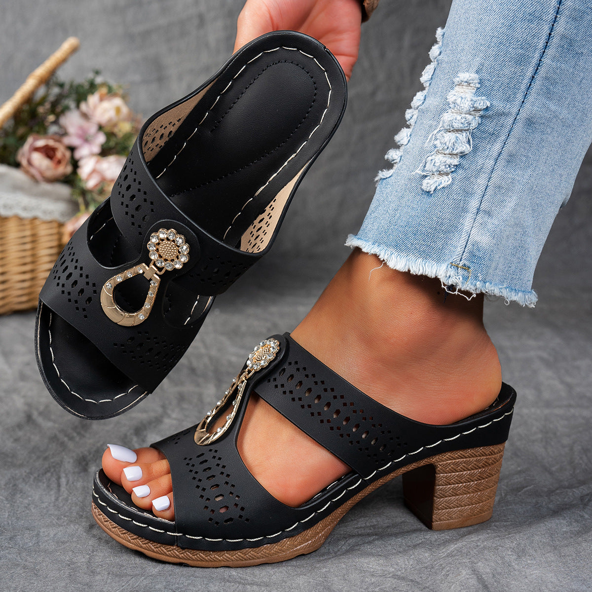 Rhinestones Heel Sandals