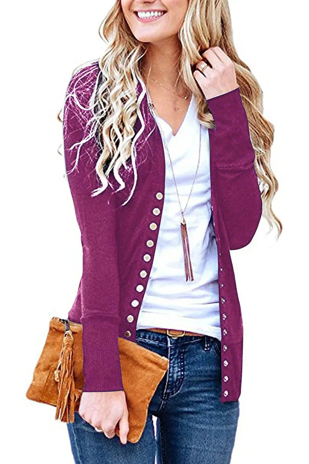 Ami - Modern Low Cut V-Neck Cardigan