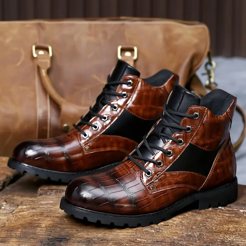 Isaac - Stylish Crocodile Chelsea Boots