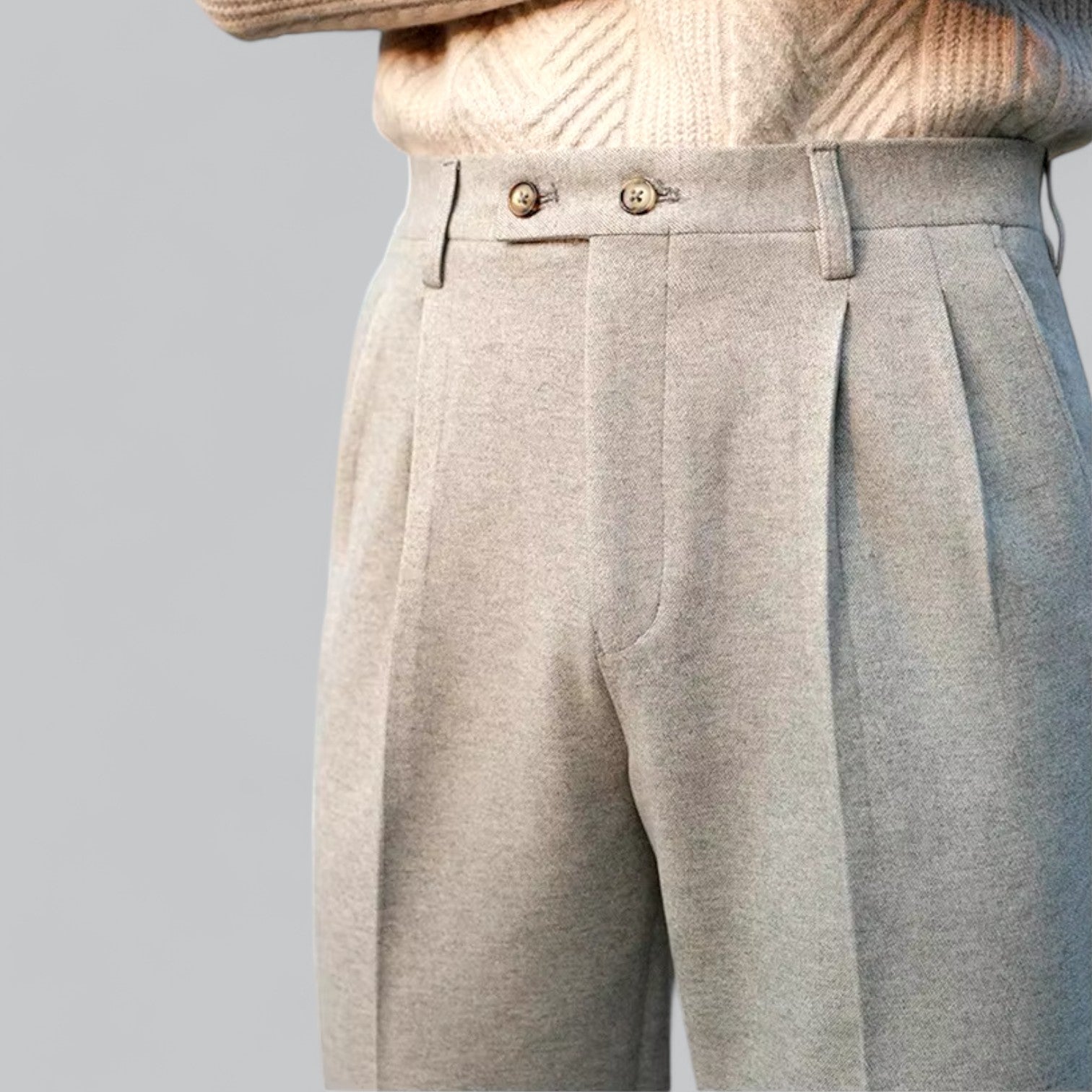 Elegant High Waisted Pants with Turn-ups - Comfort and Refined Style