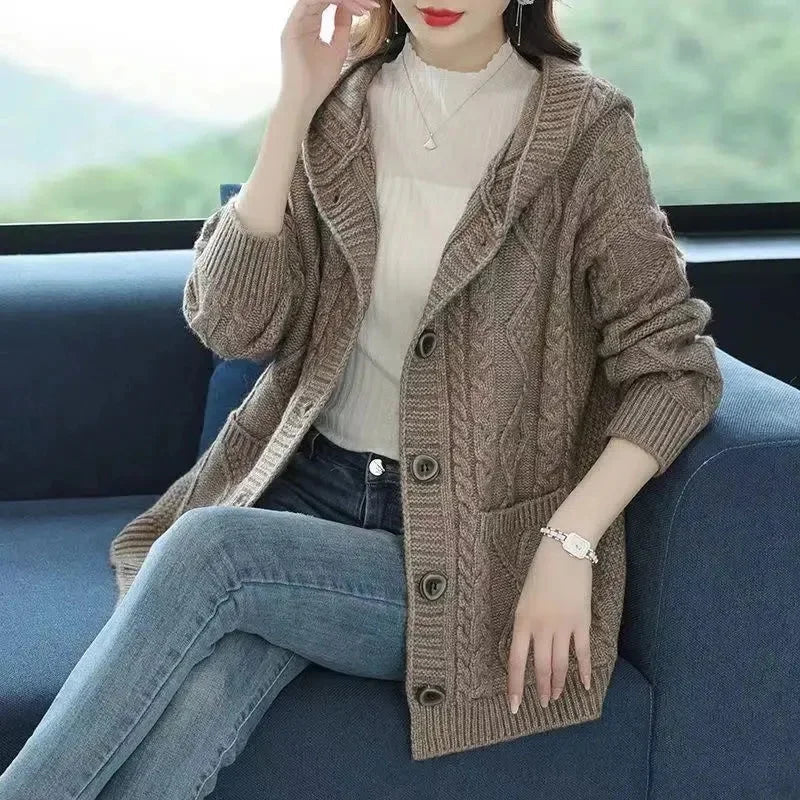 Lina - Elegant Diamond Stitch Cardigan