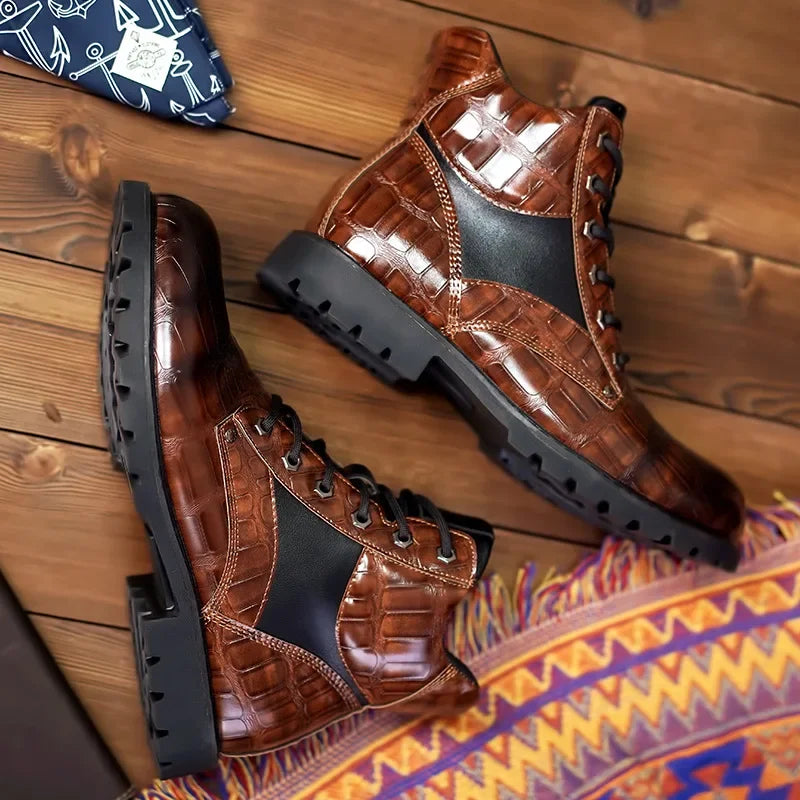 Isaac - Stylish Crocodile Chelsea Boots