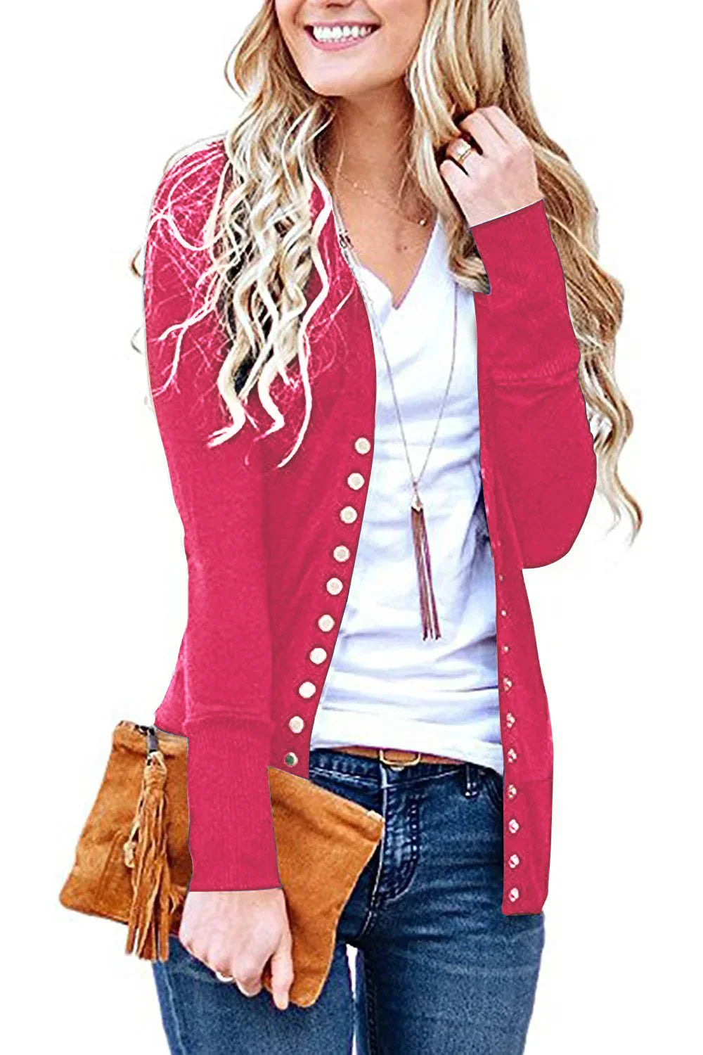 Ami - Modern Low Cut V-Neck Cardigan