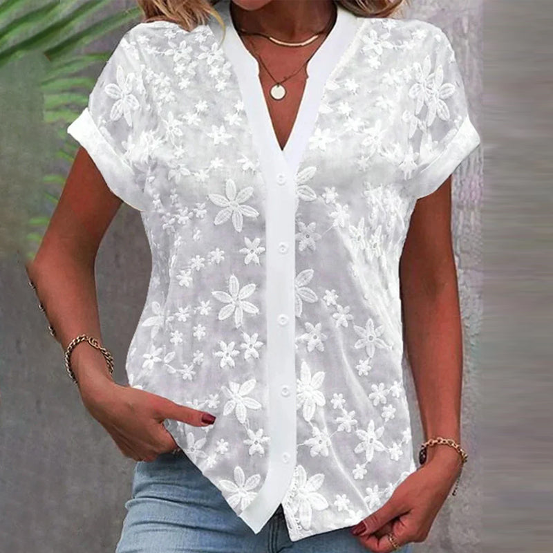 Flora Short-sleeved V-neck blouse