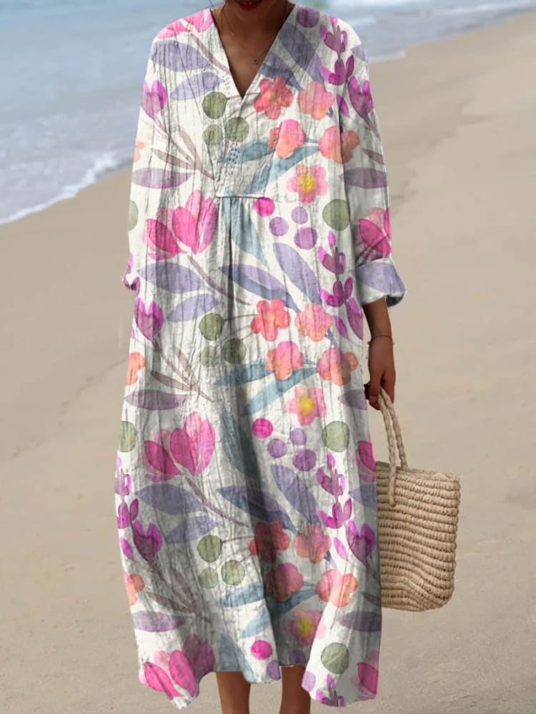 Charming Floral Art Print Dress for Women