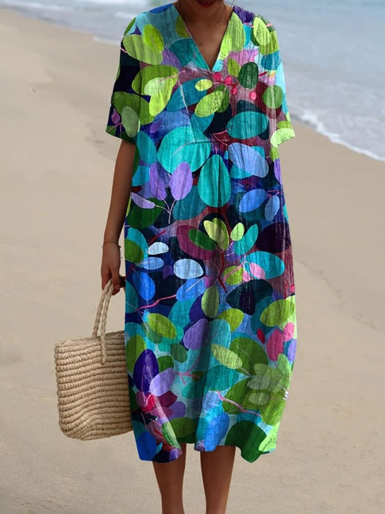 Women's Flowy Dress with Summer Forest Art Print