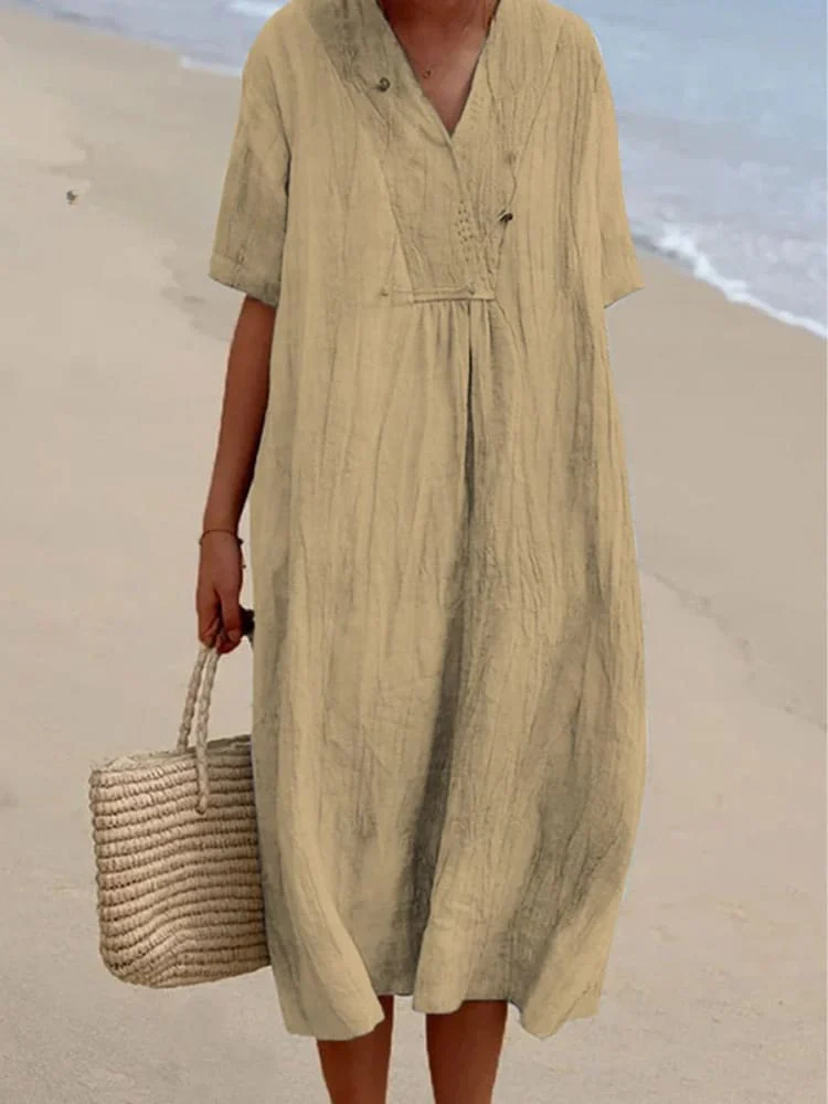 Short Sleeve Solid Color Dress for Women