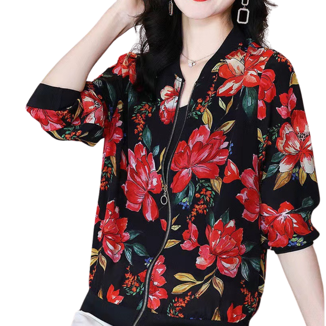 Empressa - Comfortable Floral Print Long Sleeve Jacket