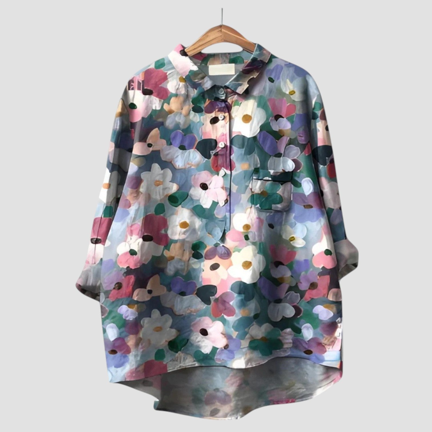 Daisy | Oversized Shirt with Artistic Floral Pattern