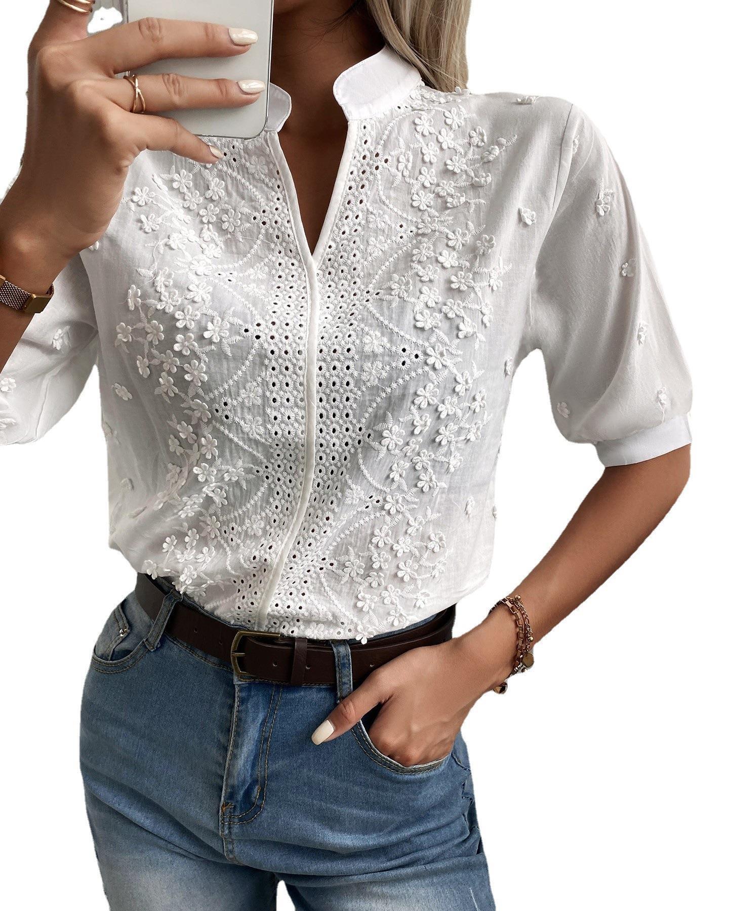 Top White on white Floral Design