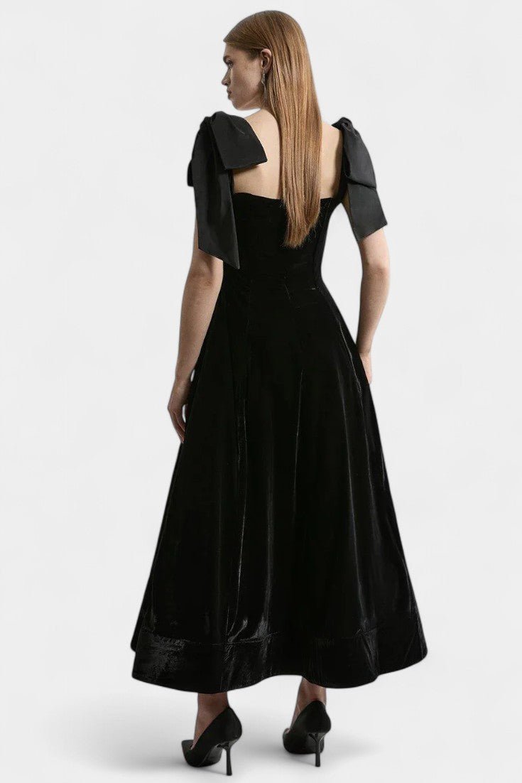 Ajla | Strapless Velvet Bow Midi Dress