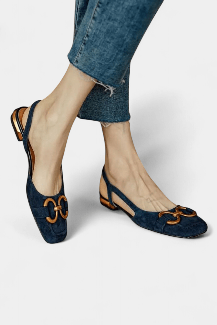 Alma Square-Toe Slingback Loafers
