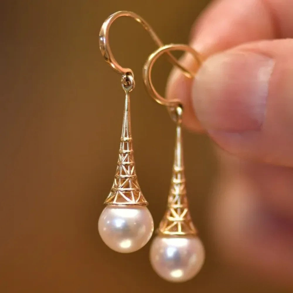 Golden Vintage Pearl Earrings