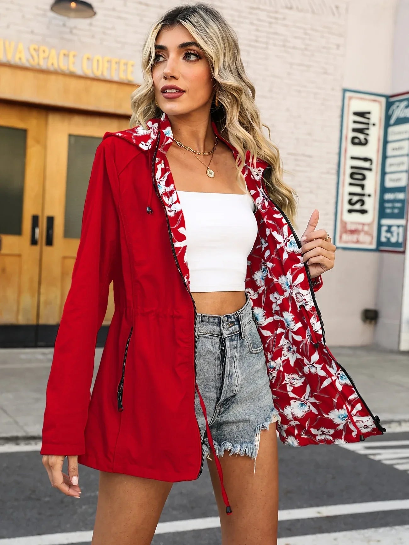 Ave - Lightweight Double Sided Floral Print Jacket
