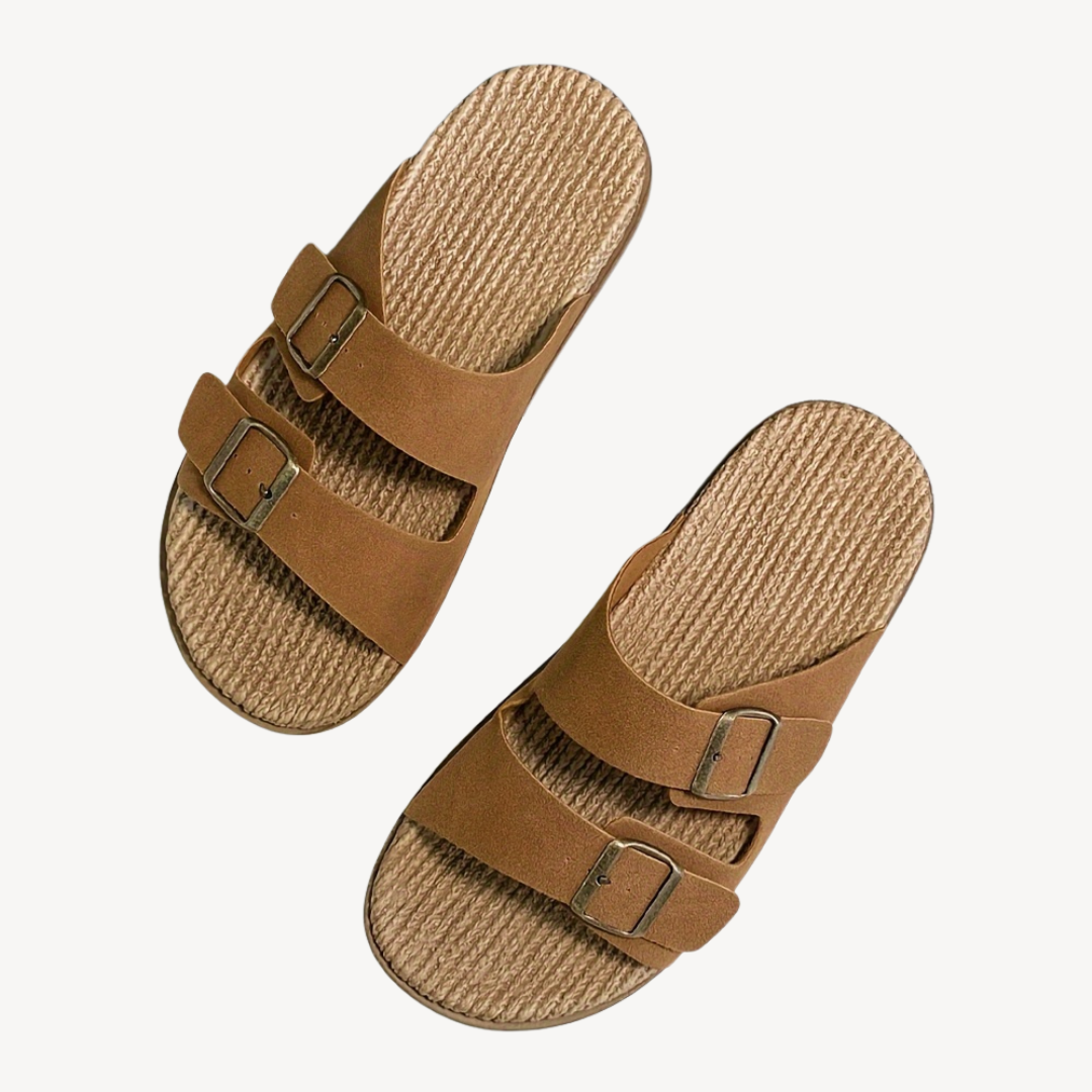 Drako Buckle Faux Suede Slides