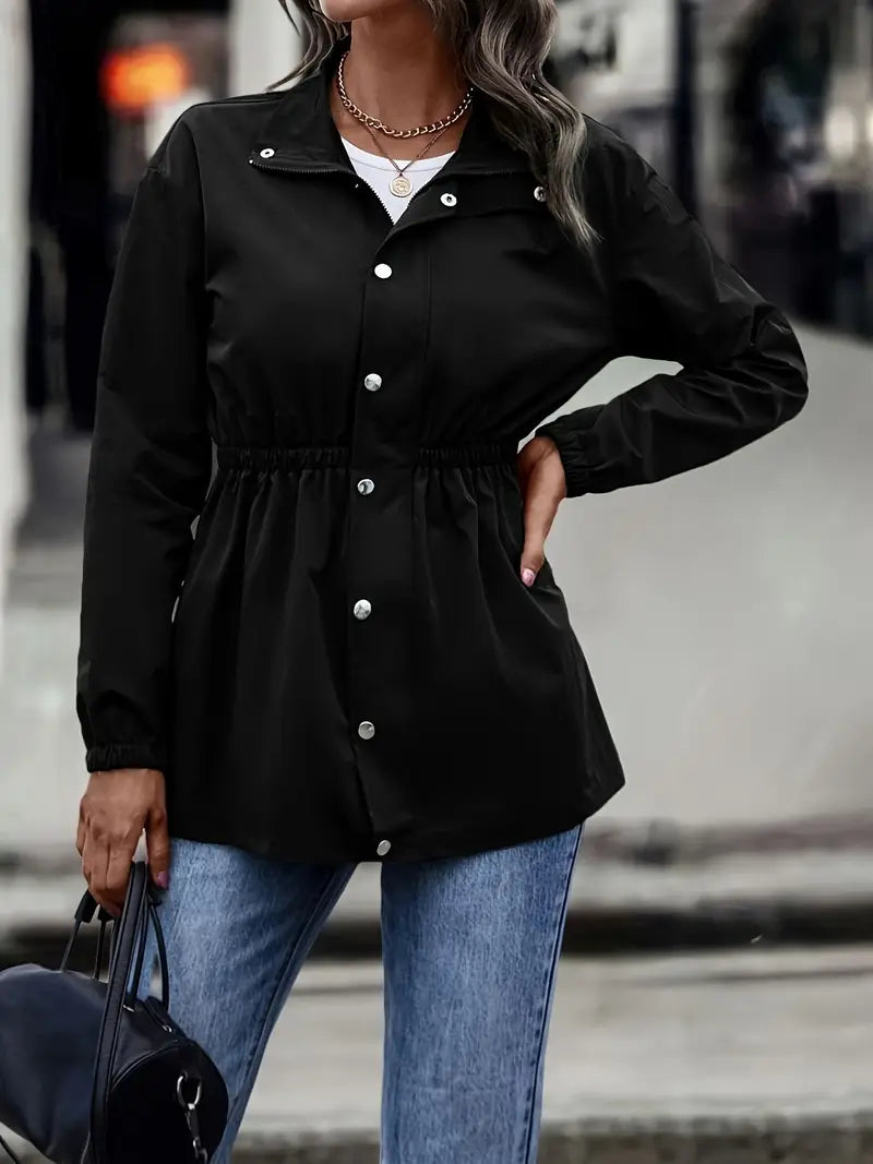 Olivia - Chic Mid-Length Windproof Zip-Up Jacket