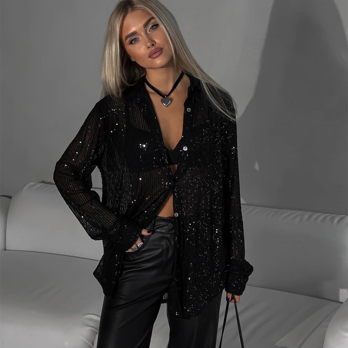Brisa - Shiny shirt with sequins for summer