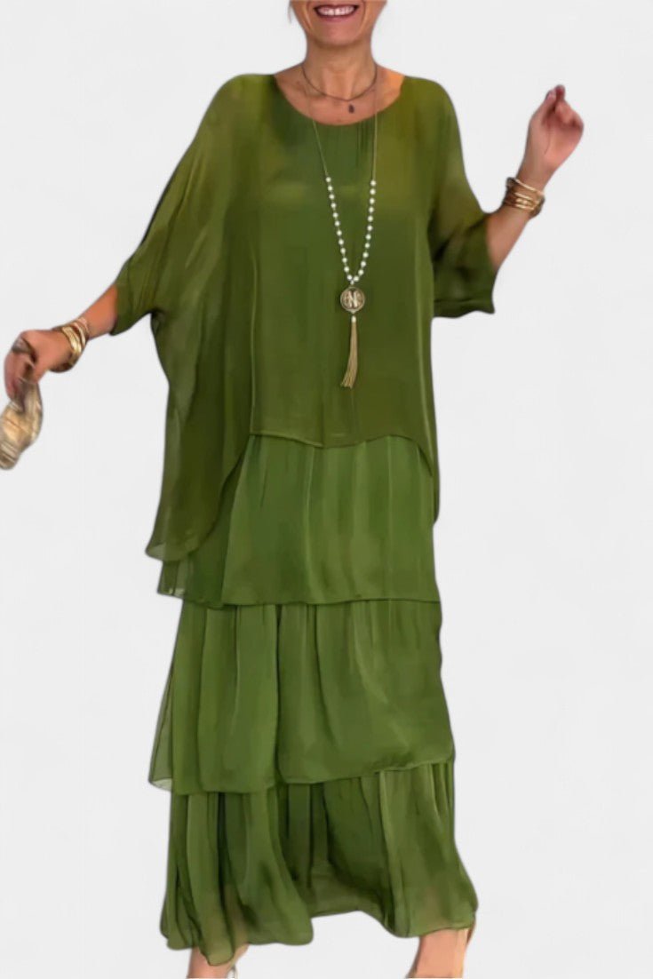 Caroline | Tiered Batwing Maxi Dress