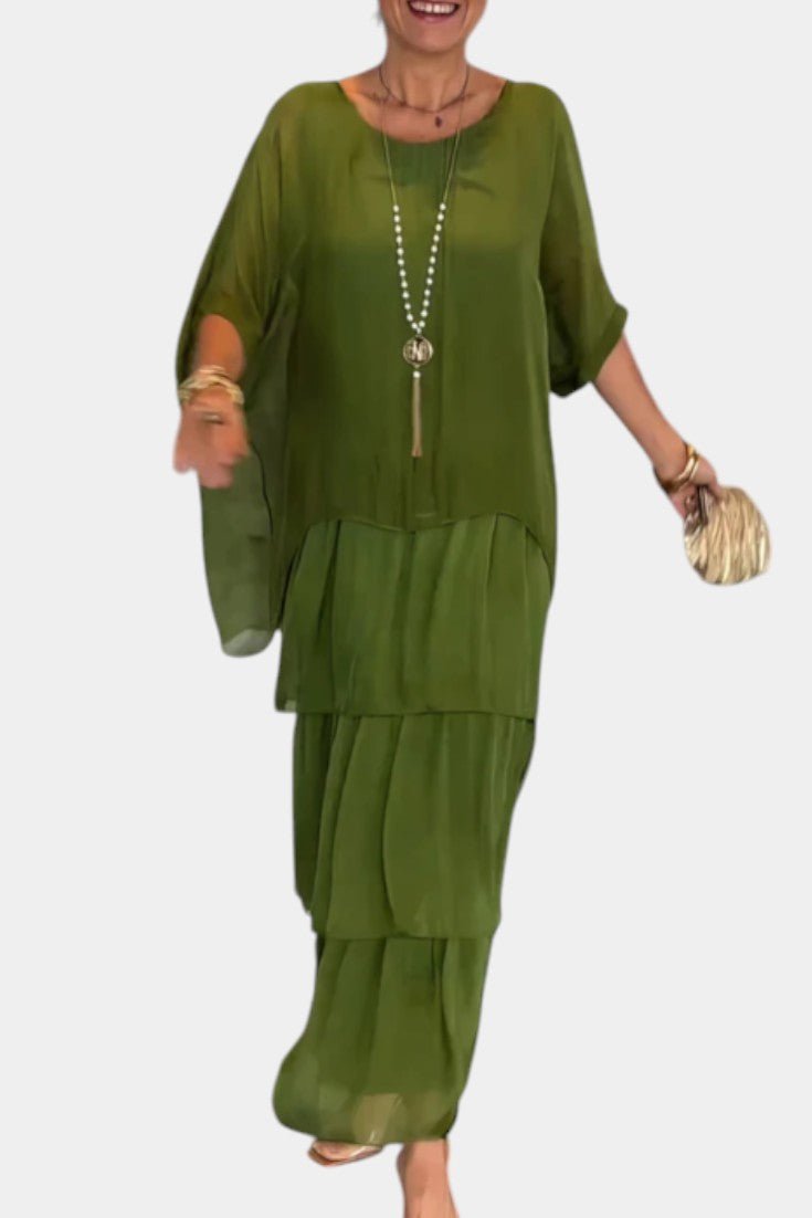 Caroline | Tiered Batwing Maxi Dress