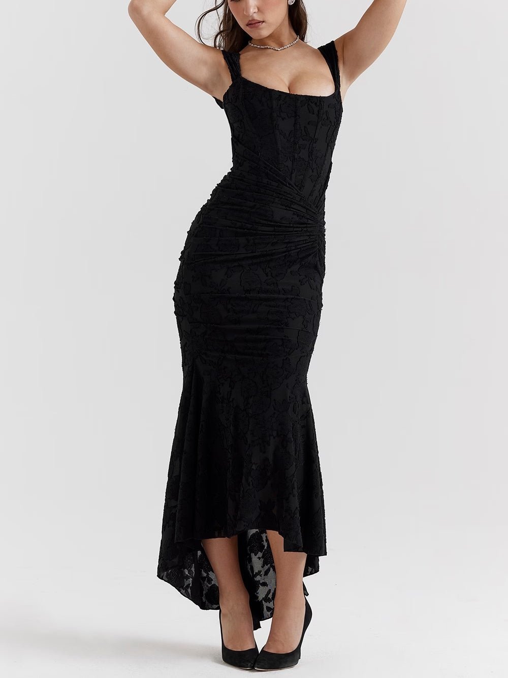 Cesca | Floral Burnout Corset Maxi Dress