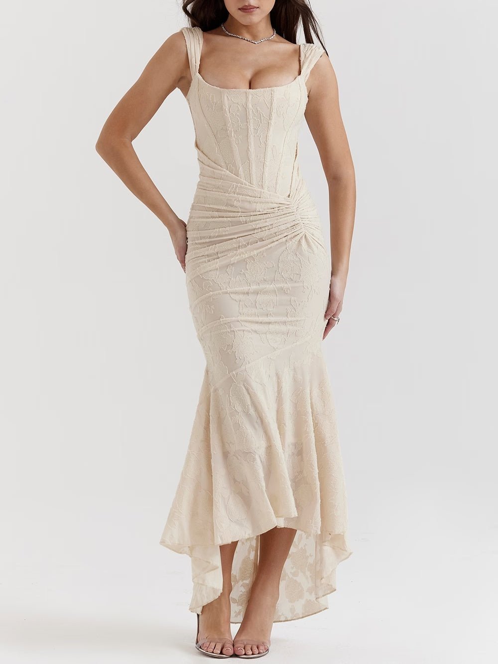 Cesca | Floral Burnout Corset Maxi Dress