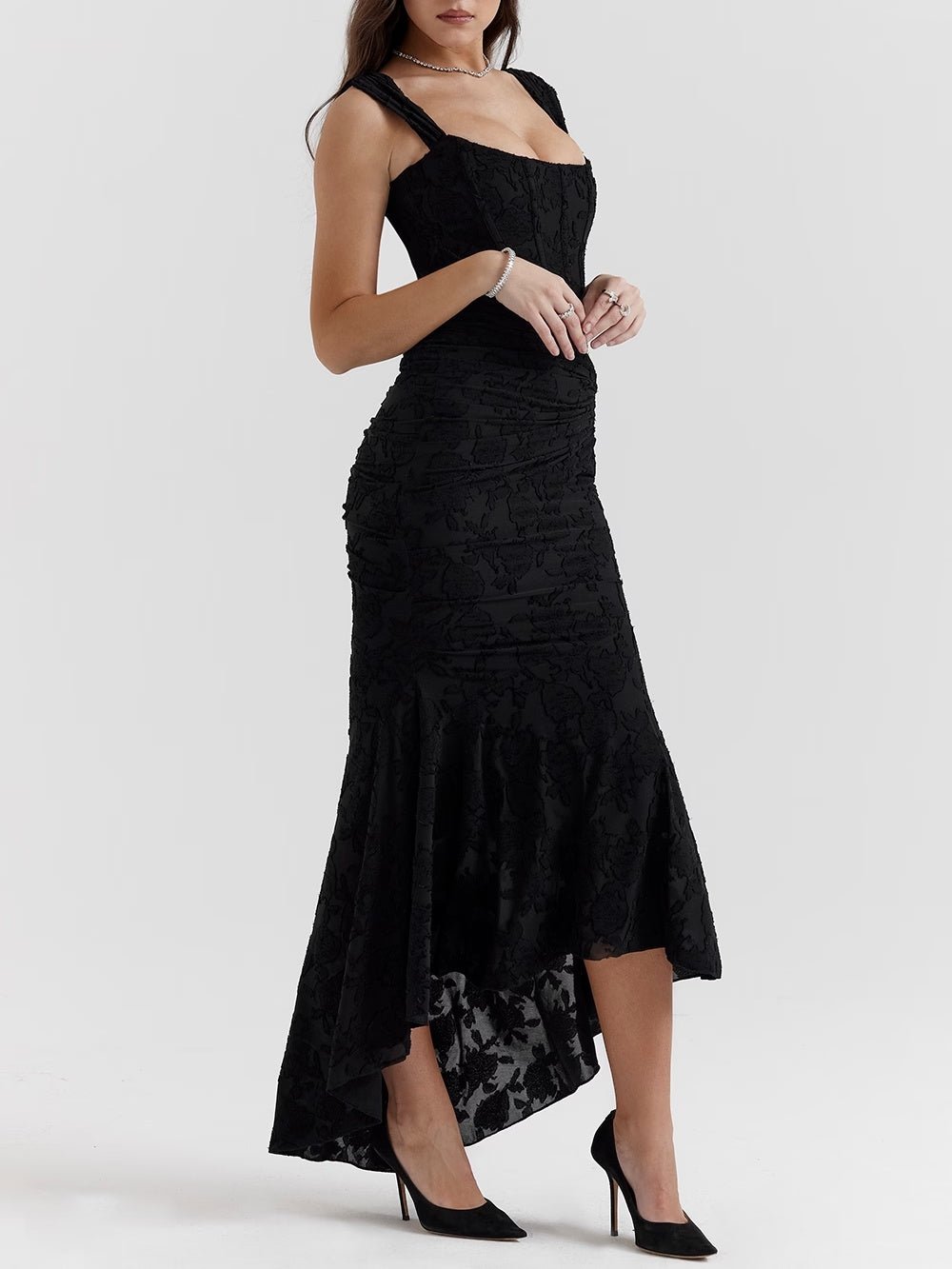 Cesca | Floral Burnout Corset Maxi Dress