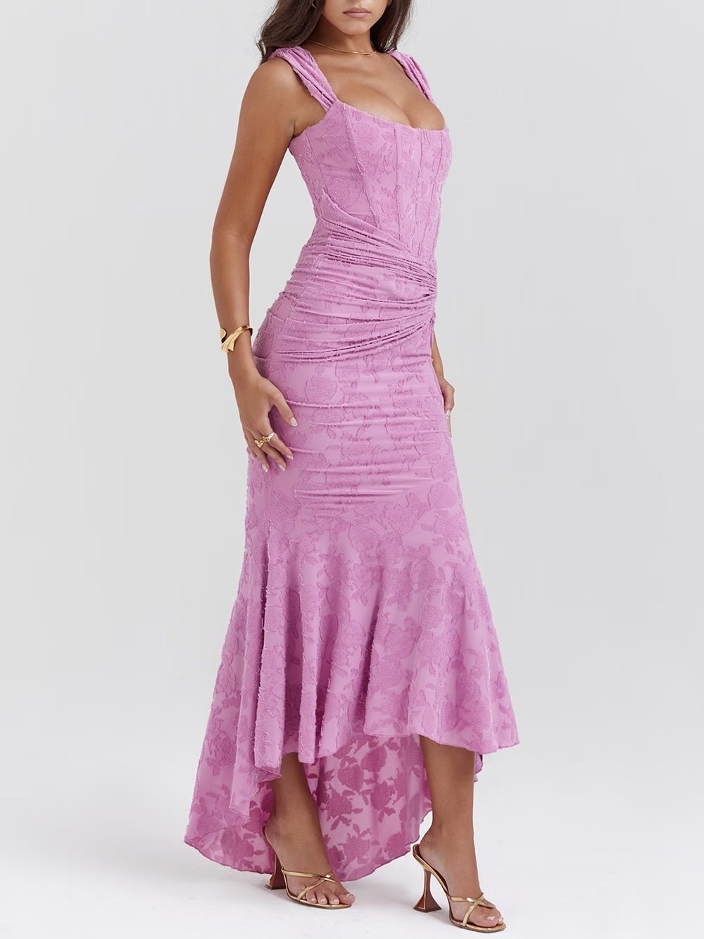 Cesca | Floral Burnout Corset Maxi Dress