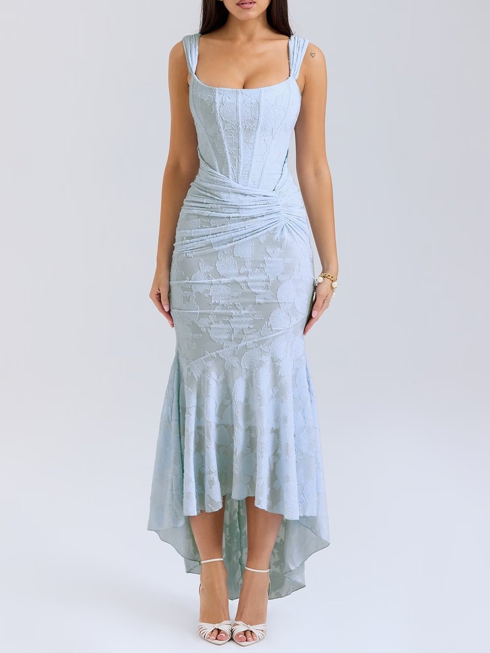 Cesca | Floral Burnout Corset Maxi Dress