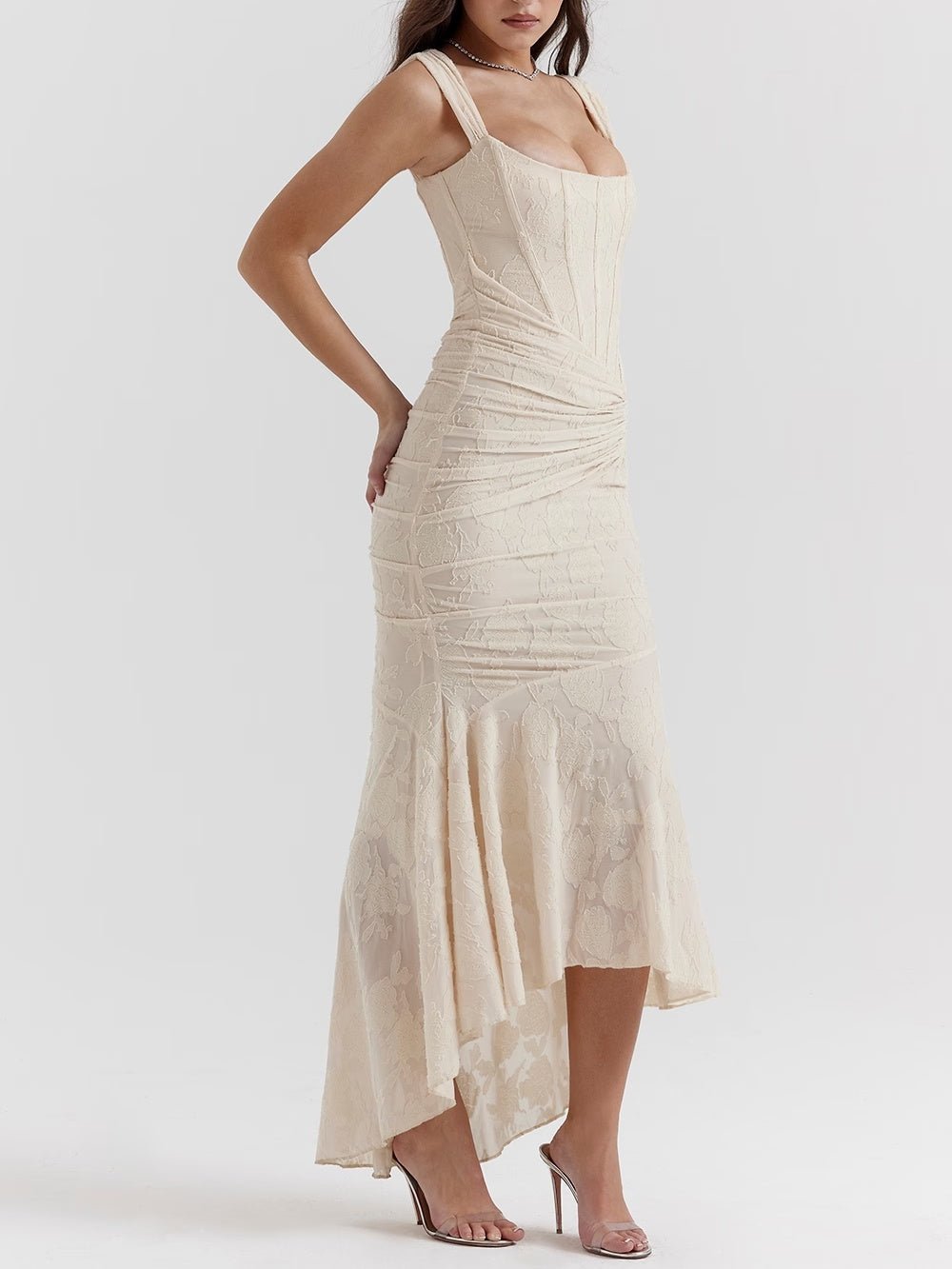 Cesca | Floral Burnout Corset Maxi Dress