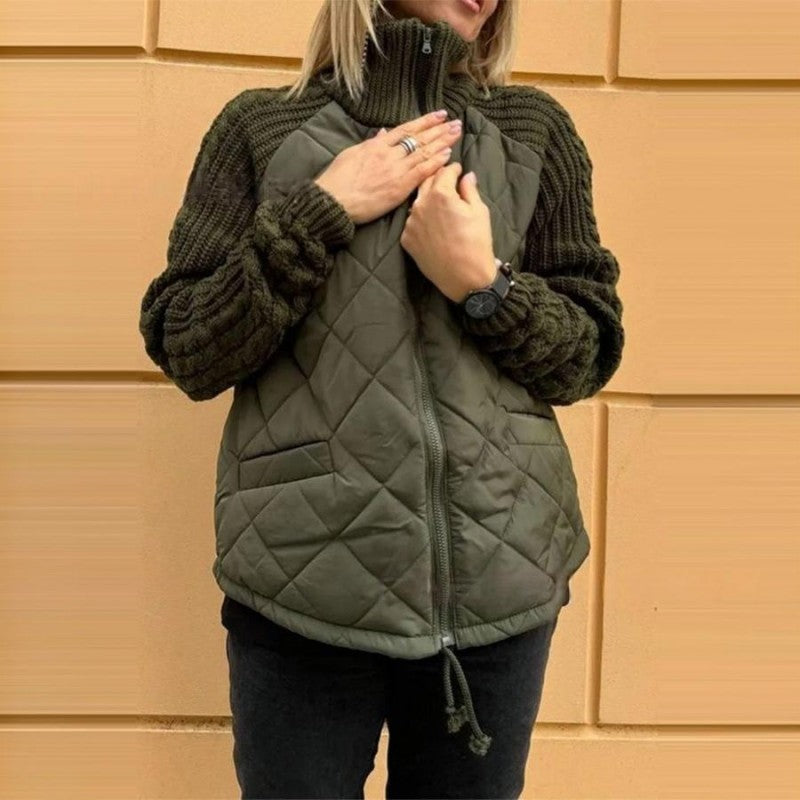 Retta - Casual Single-Color Patchwork Jacket