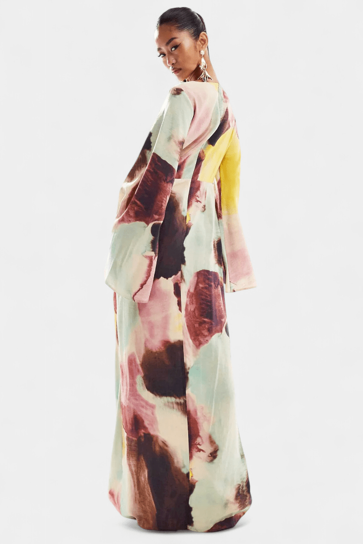 Dana | Watercolour Print Twist-Front Maxi Dress