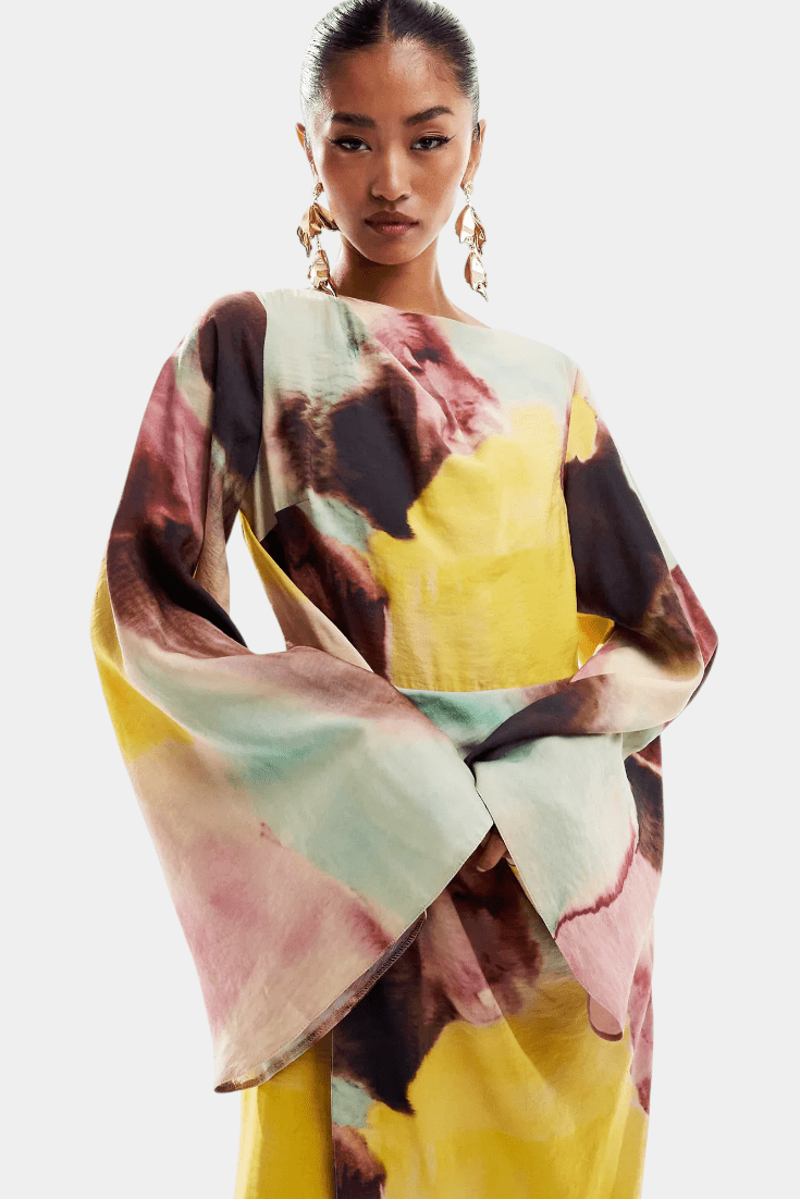 Dana | Watercolour Print Twist-Front Maxi Dress