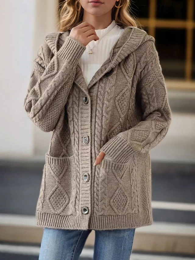 Lina - Elegant Diamond Stitch Cardigan