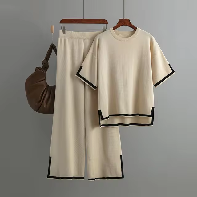 Charlotte - Elegant Ice Short Sleeve Co-Ord Set