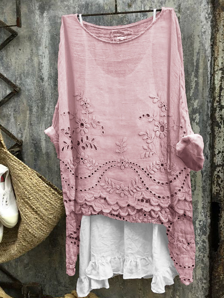 Rosmira - Dual-Hem Printed Blouse